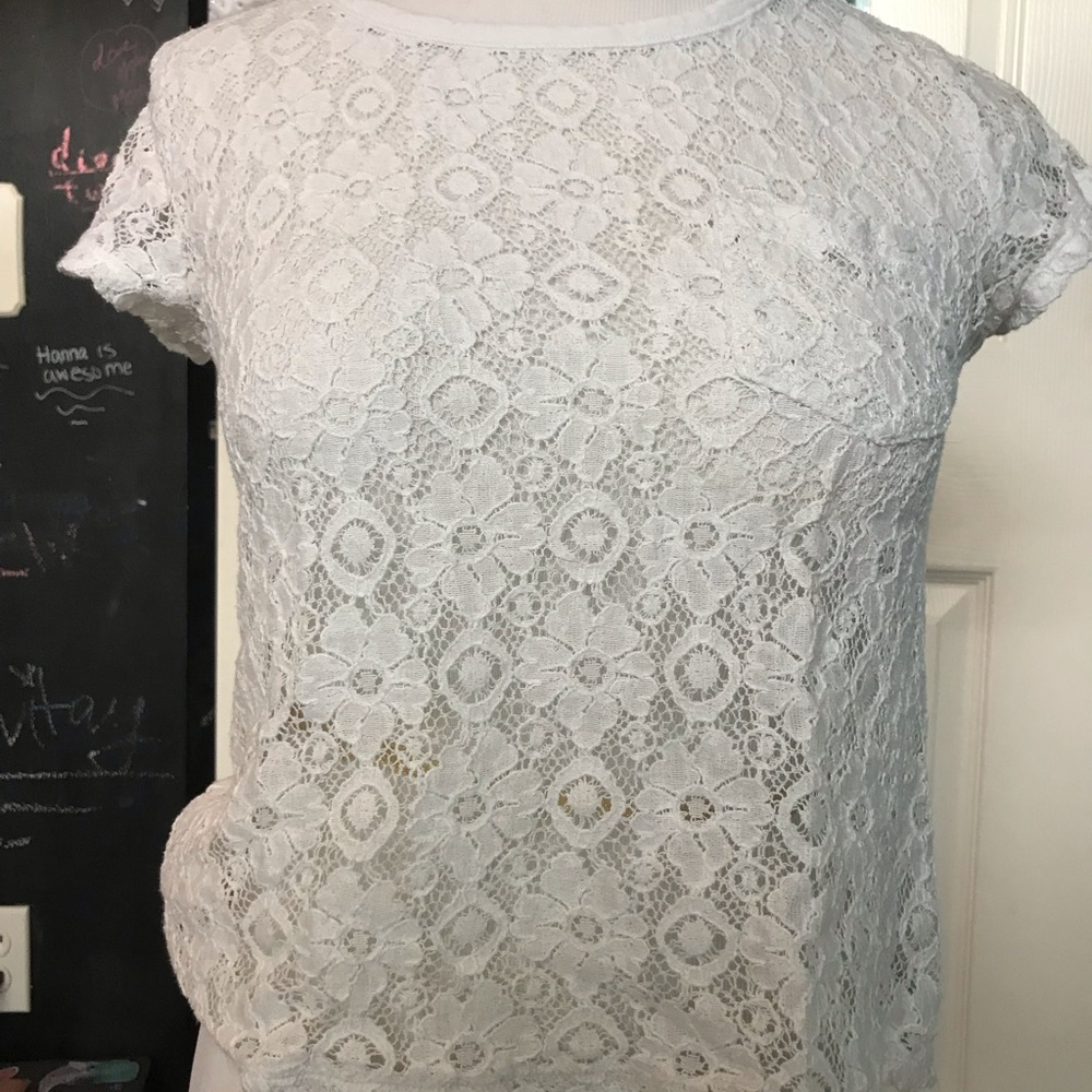 A white lace t shirt